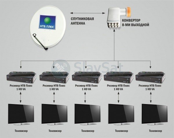 Плюс тв на телевизор. Спутниковое ТВ на 5 телевизоров. Спутниковое ТВ на 4 телевизора.